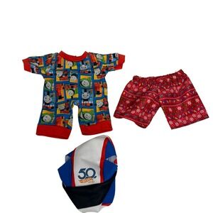 Build-A-Bear Thomas & Friends Jumpsuit Hot Wheels Hat Christmas Shorts Lot 3pc